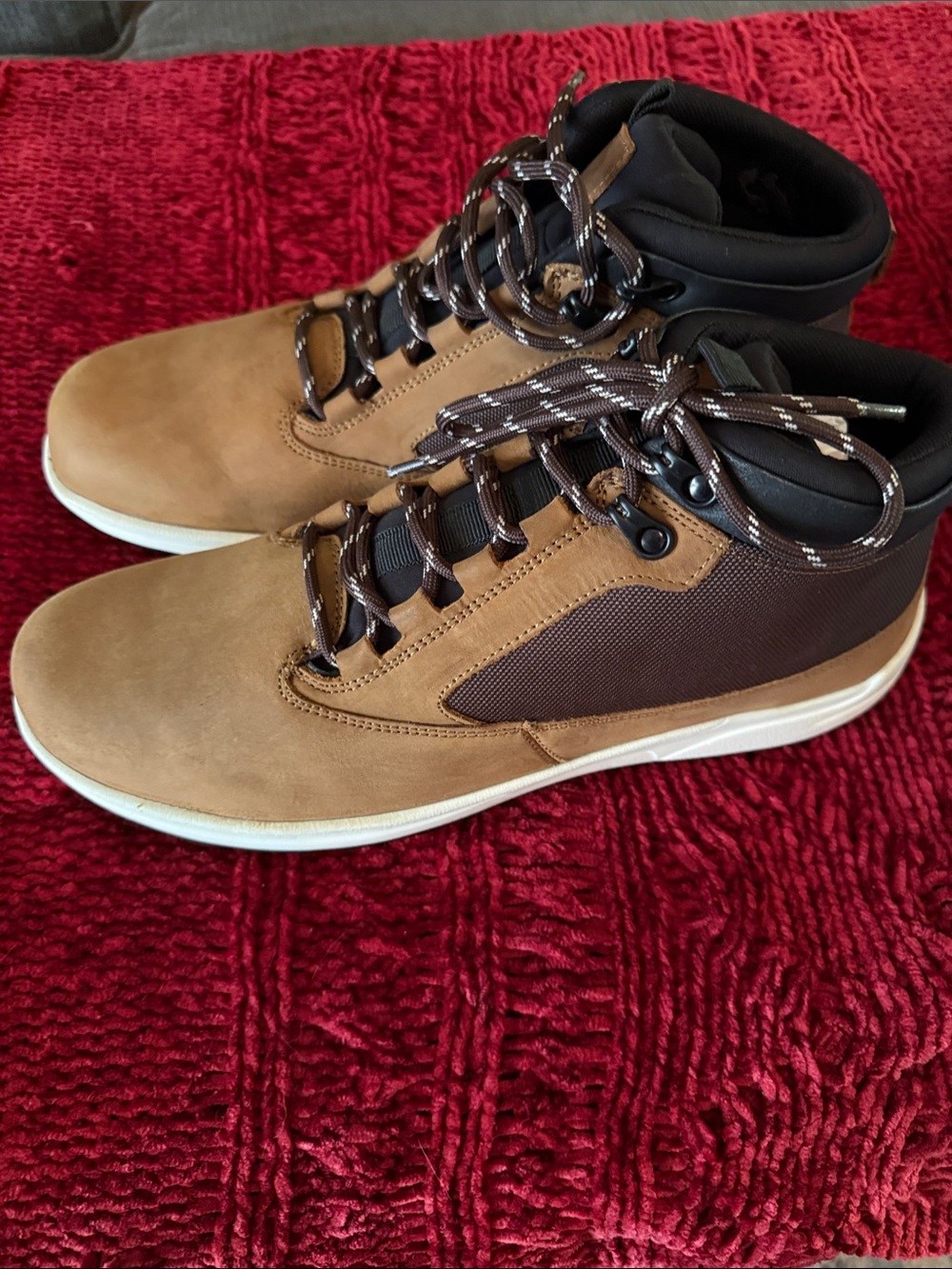 Men's Tan High-Top Casual boot with Padded Collar. Size 13